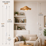 On/Off Switch Regular Cord for Hanging Pendant Lamp Fixture, Lampshades 15 Feet Flexible Cable E-26/ E-27 Light Bulb Socket & 2 Prong Flat Plug (White)