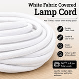 Dimmer Switch Fabric Cord for Hanging Pendant Lamp Fixture, Lampshades 15 Feet Decorative Braided Flexible Cable E-26/ E-27 Light Bulb Socket & 2 Prong Flat Plug - White