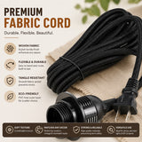 Dimmer Switch Fabric Cord for Hanging Pendant Lamp Fixture, Lampshades 15 Feet Decorative Braided Flexible Cable E-26/ E-27 Light Bulb Socket & 2 Prong Flat Plug (Black)