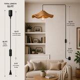 On/Off Switch Regular Cord for Hanging Pendant Lamp Fixture, Lampshades 15 Feet Flexible Cable E-26/ E-27 Light Bulb Socket & 2 Prong Flat Plug (Black)
