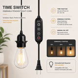 Timer Switch With Fabric Cord for Hanging Pendant Lamp Fixture, Lampshades 15 Feet Decorative Braided Flexible Cable E-26/ E-27 Light Bulb Socket & 2 Prong Flat Plug (Black)