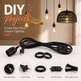 On/Off Switch Regular Cord for Hanging Pendant Lamp Fixture, Lampshades 15 Feet Flexible Cable E-26/ E-27 Light Bulb Socket & 2 Prong Flat Plug (Black)