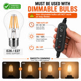 Timer Switch With Regular Cord for Hanging Pendant Lamp Fixture, Lampshades 15 Feet Decorative Braided Flexible Cable E-26/ E-27 Light Bulb Socket & 2 Prong Flat Plug (Black)
