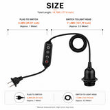 Timer Switch With Fabric Cord for Hanging Pendant Lamp Fixture, Lampshades 15 Feet Decorative Braided Flexible Cable E-26/ E-27 Light Bulb Socket & 2 Prong Flat Plug (Black)