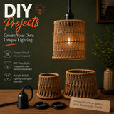 On/Off Switch Fabric Cord for Hanging Pendant Lamp Fixture, Lampshades 15 Feet Decorative Braided Flexible Cable E-26/ E-27 Light Bulb Socket & 2 Prong Flat Plug (Black)